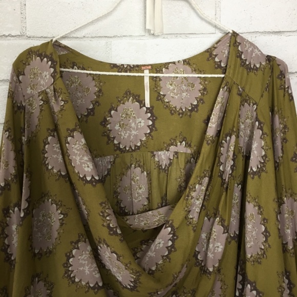 FREE PEOPLE Golden Rod  Cowl Neck Blouse Medium - Picture 8 of 8